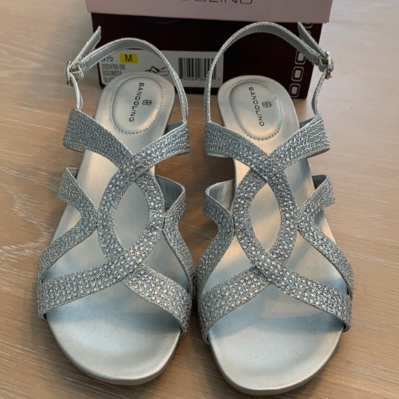 Bandolino | Shoes | Bandolino Silver Sandals With Small Silver Wedge Size  65m New With Box | Poshmark
